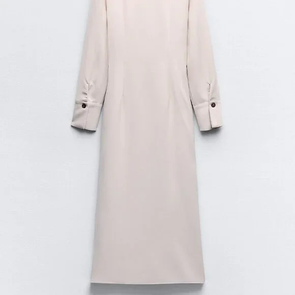 Zara DRAPED WAIST MIDI DRESS - Picture 7 of 9